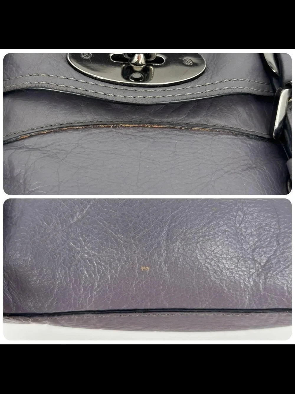 Mulberry Dark Gray Leather Shoulder Satchel